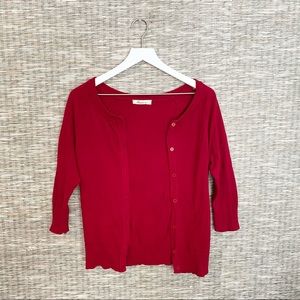 Cherry Red Cardigan with 3/4 Sleeves